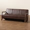 Baxton Studio Christa Mid-Century Fabric Upholstered Faux Leather and Wood Sofa-Dark Brown 191-11708-ZORO - alternate 5